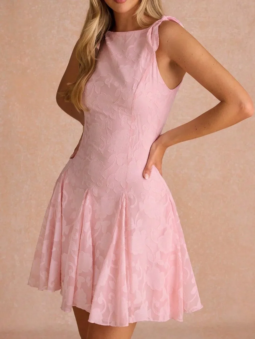 Pink Elegant Women's Cutout Sleeveless Mini Chic mini Dress